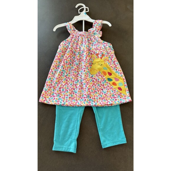 KIDS HEADQUARTERS Little Girls Draw-Straps Printed Tunic&Capri Leggings Set 5T - Picture 2 of 9